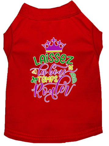 Laissez Les Bons Temps Rouler Screen Print Mardi Gras Dog Shirt Red Xl