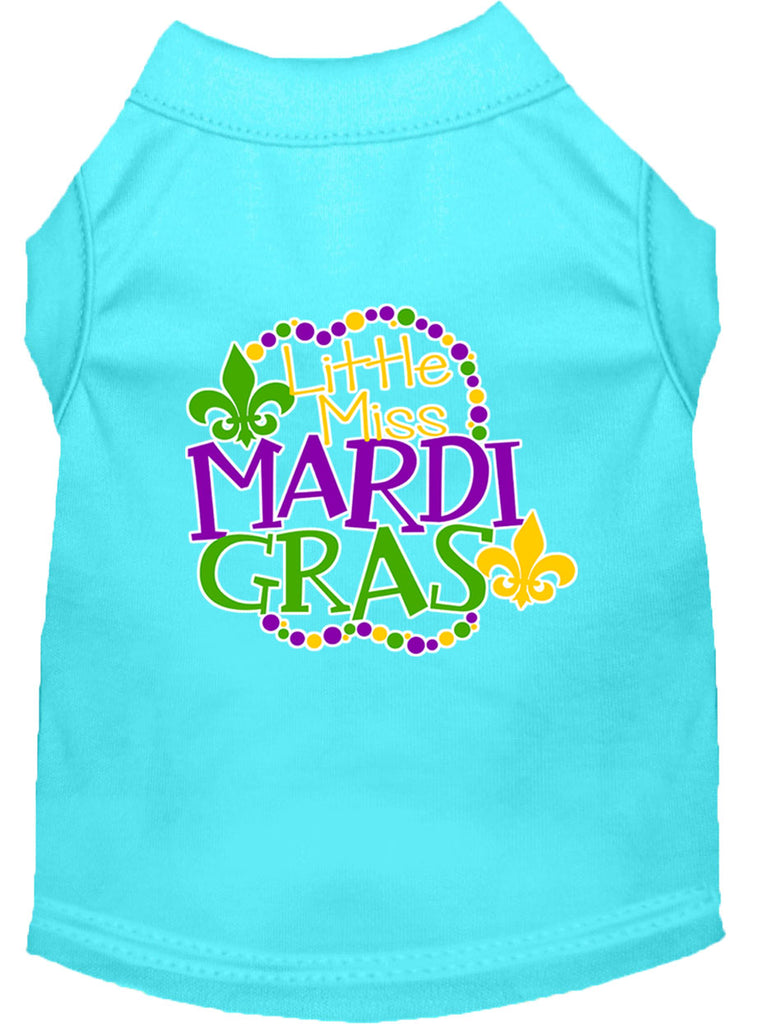 Miss Mardi Gras Screen Print Mardi Gras Dog Shirt Aqua Xl