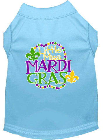 Miss Mardi Gras Screen Print Mardi Gras Dog Shirt Baby Blue Lg