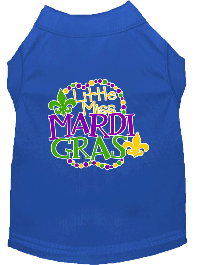 Miss Mardi Gras Screen Print Mardi Gras Dog Shirt Blue Xl