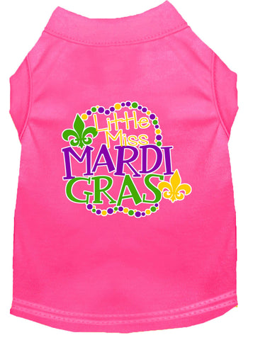 Miss Mardi Gras Screen Print Mardi Gras Dog Shirt Bright Pink Xl