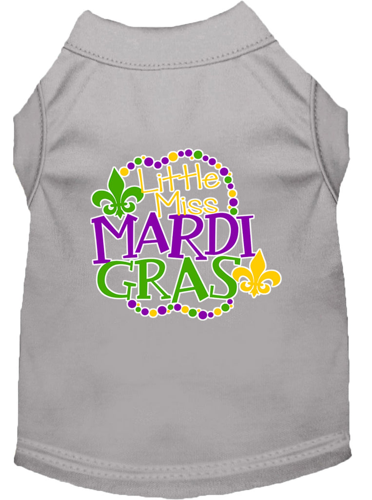 Miss Mardi Gras Screen Print Mardi Gras Dog Shirt Grey Xs