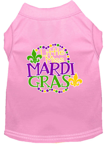 Miss Mardi Gras Screen Print Mardi Gras Dog Shirt Light Pink Xs