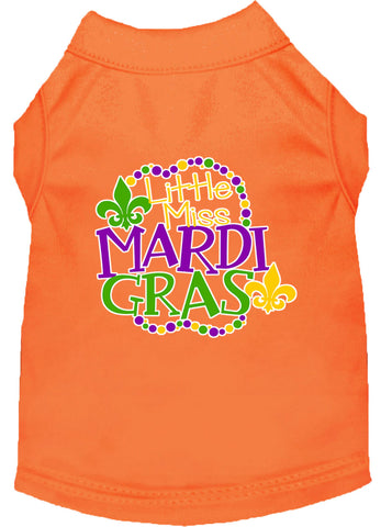 Miss Mardi Gras Screen Print Mardi Gras Dog Shirt Orange Sm