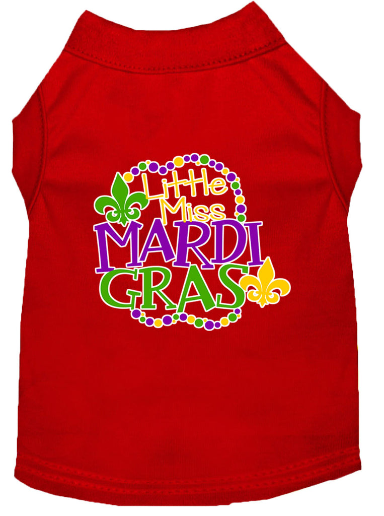 Miss Mardi Gras Screen Print Mardi Gras Dog Shirt Red Xs