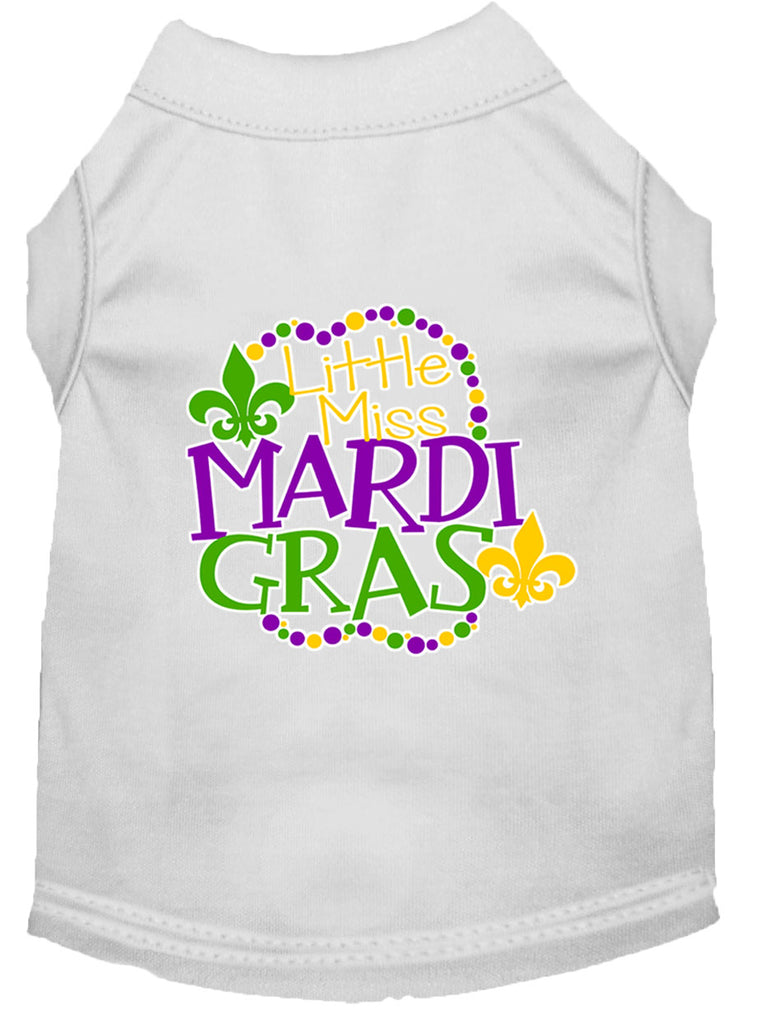 Miss Mardi Gras Screen Print Mardi Gras Dog Shirt White Xl