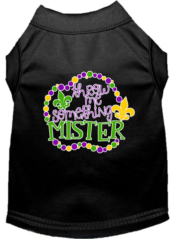 Throw Me Something Screen Print Mardi Gras Dog Shirt Black Xs