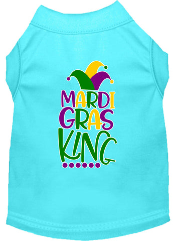 Mardi Gras King Screen Print Mardi Gras Dog Shirt Aqua Xl