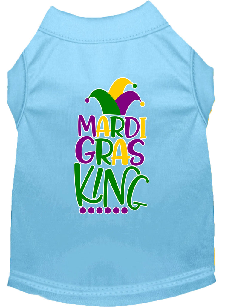 Mardi Gras King Screen Print Mardi Gras Dog Shirt Baby Blue Med