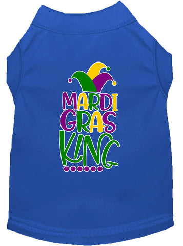 Mardi Gras King Screen Print Mardi Gras Dog Shirt Blue Xl