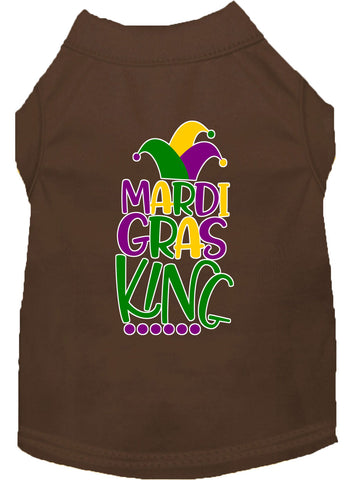 Mardi Gras King Screen Print Mardi Gras Dog Shirt Brown Lg