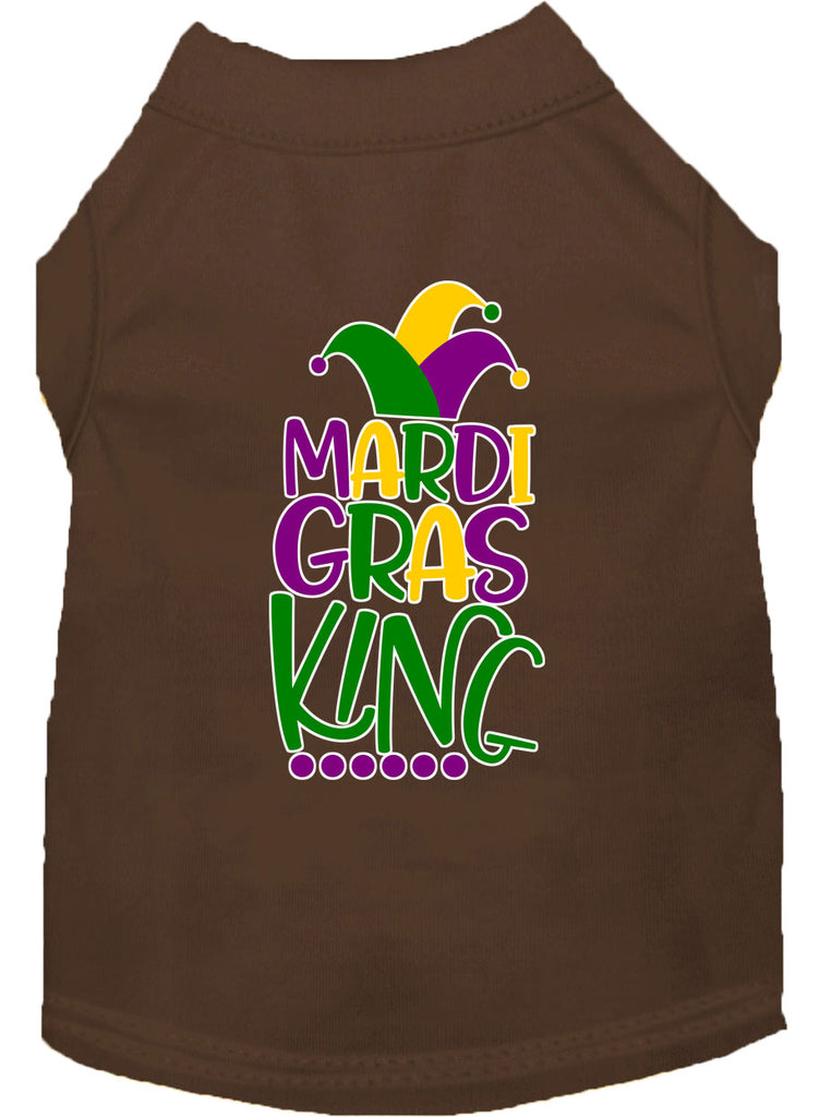 Mardi Gras King Screen Print Mardi Gras Dog Shirt Brown Xs