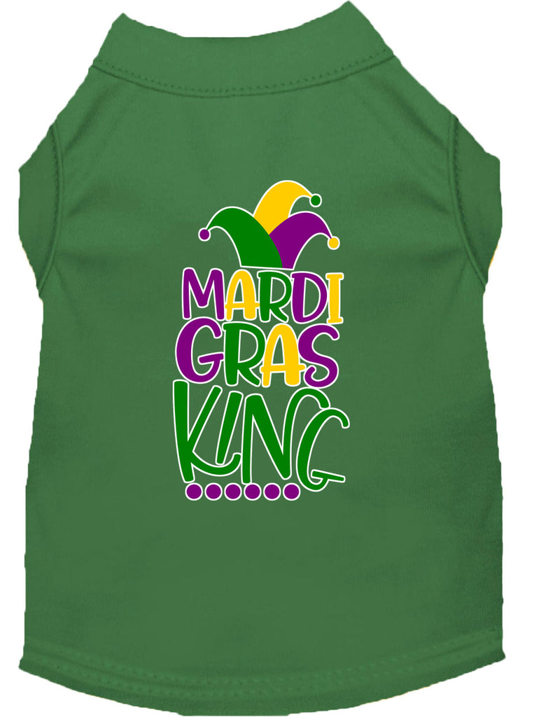 Mardi Gras King Screen Print Mardi Gras Dog Shirt Green Xs