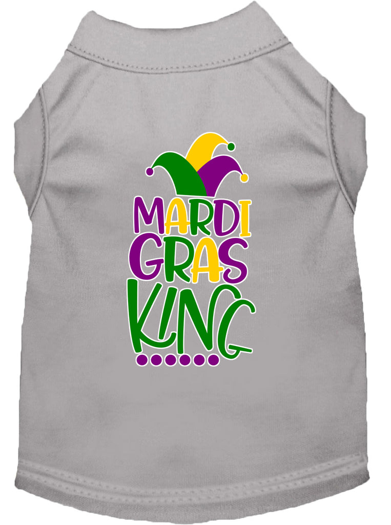 Mardi Gras King Screen Print Mardi Gras Dog Shirt Grey Xl