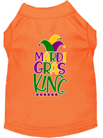 Mardi Gras King Screen Print Mardi Gras Dog Shirt Orange Lg