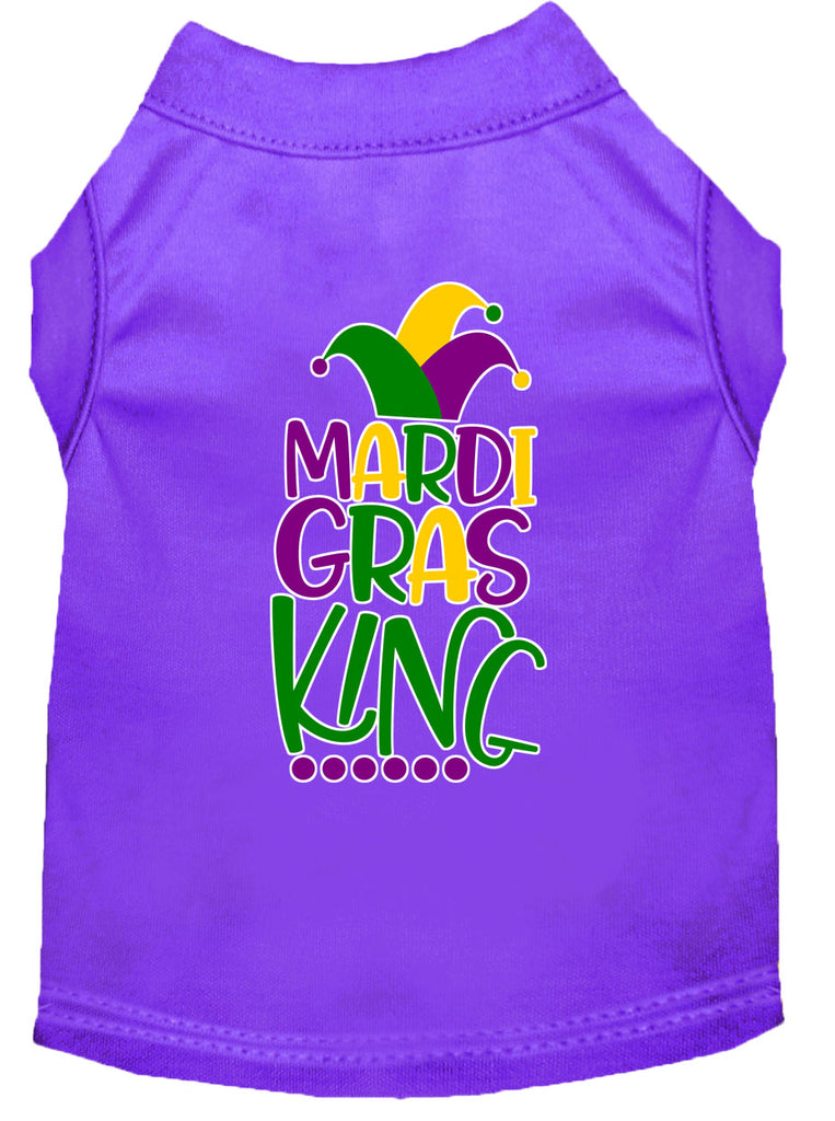 Mardi Gras King Screen Print Mardi Gras Dog Shirt Purple Xs