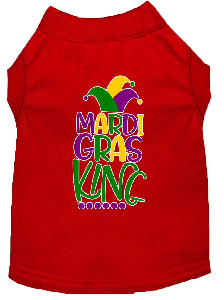 Mardi Gras King Screen Print Mardi Gras Dog Shirt Red Xs