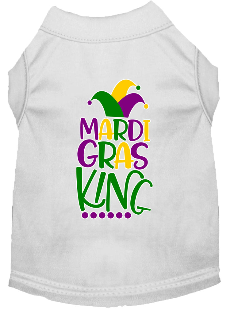 Mardi Gras King Screen Print Mardi Gras Dog Shirt White Lg