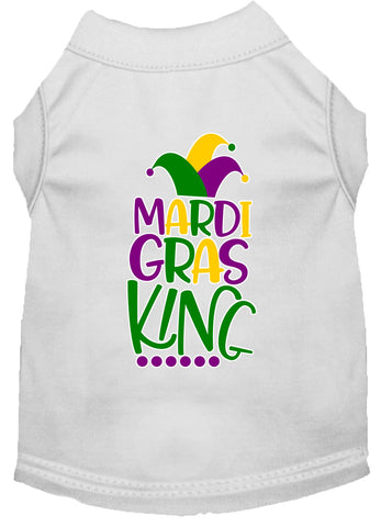 Mardi Gras King Screen Print Mardi Gras Dog Shirt White Med