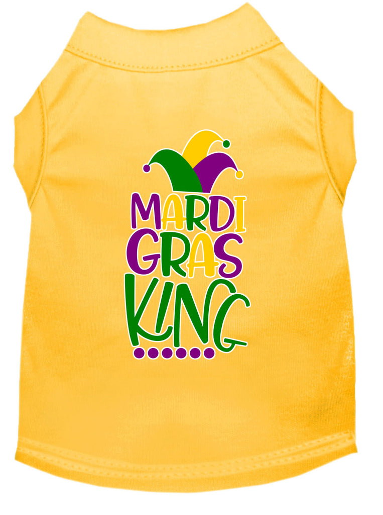 Mardi Gras King Screen Print Mardi Gras Dog Shirt Yellow Med