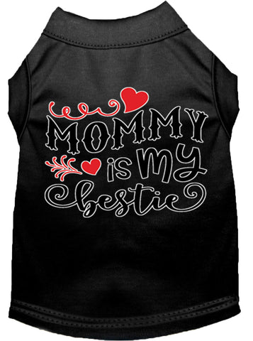 Mommy Is My Bestie Screen Print Dog Shirt Black Lg