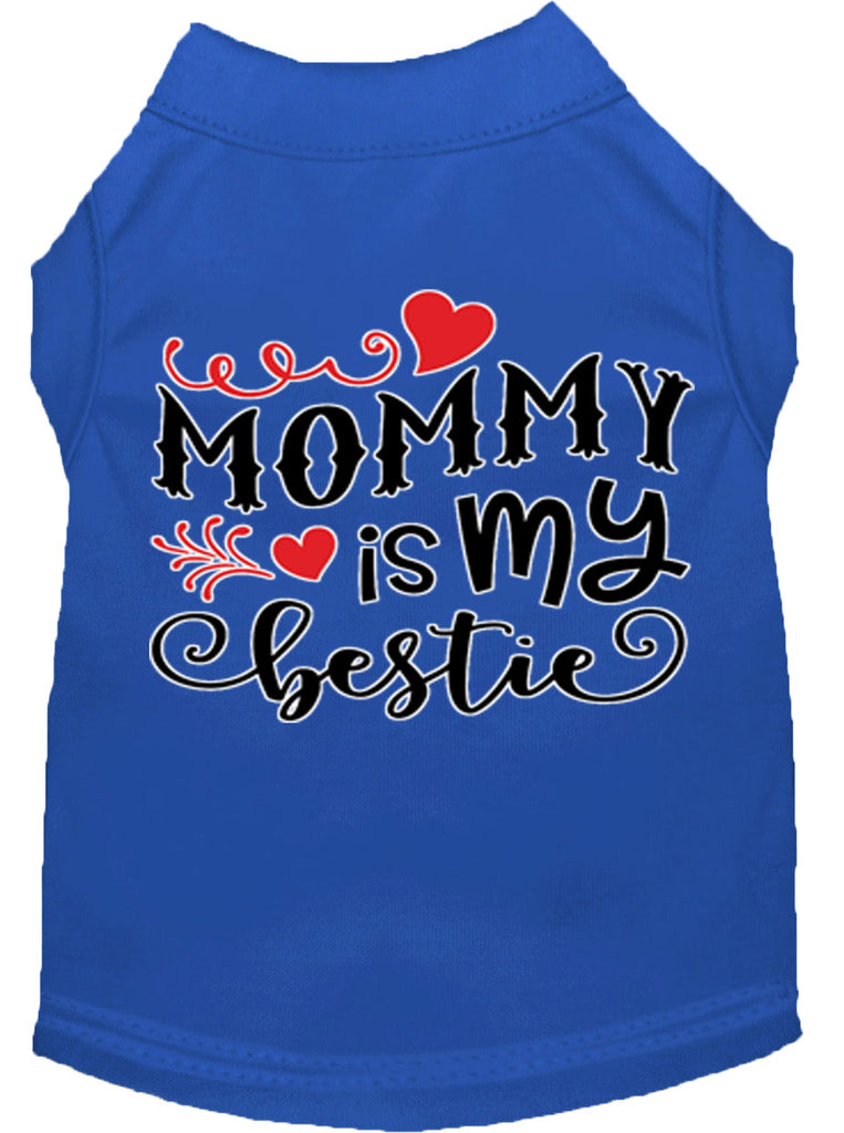 Mommy Is My Bestie Screen Print Dog Shirt Blue Med