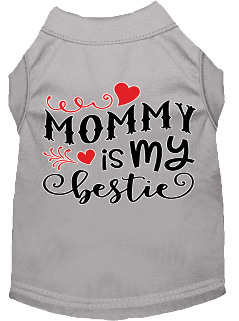 Mommy Is My Bestie Screen Print Dog Shirt Grey Lg