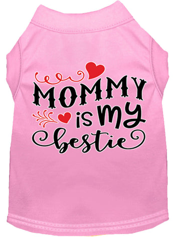 Mommy Is My Bestie Screen Print Dog Shirt Light Pink Lg