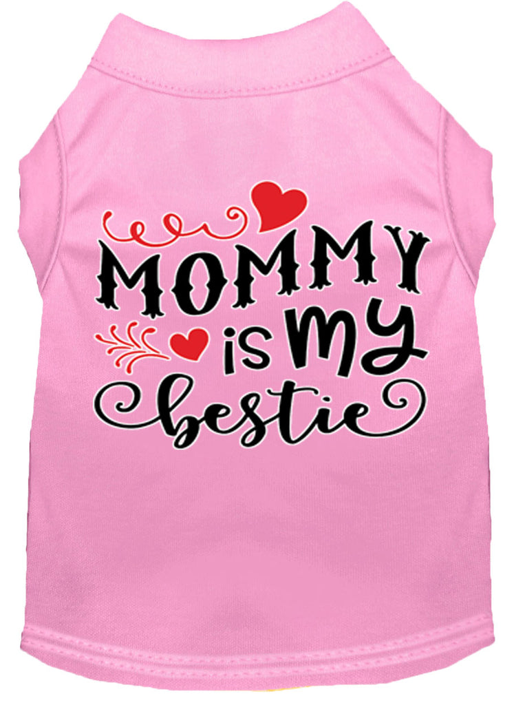 Mommy Is My Bestie Screen Print Dog Shirt Light Pink Sm