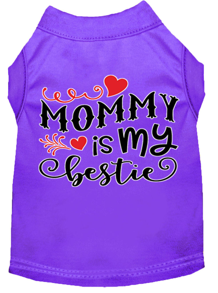 Mommy Is My Bestie Screen Print Dog Shirt Purple Lg