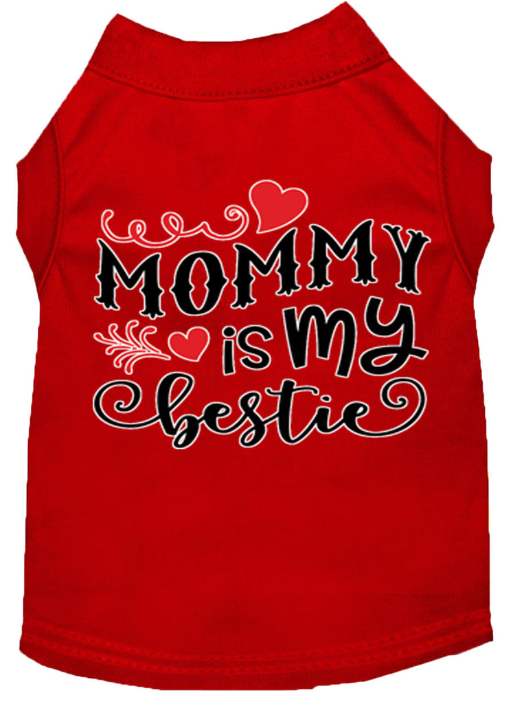 Mommy Is My Bestie Screen Print Dog Shirt Red Lg