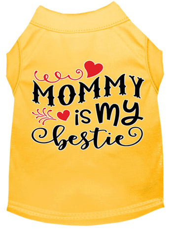 Mommy Is My Bestie Screen Print Dog Shirt Yellow Lg