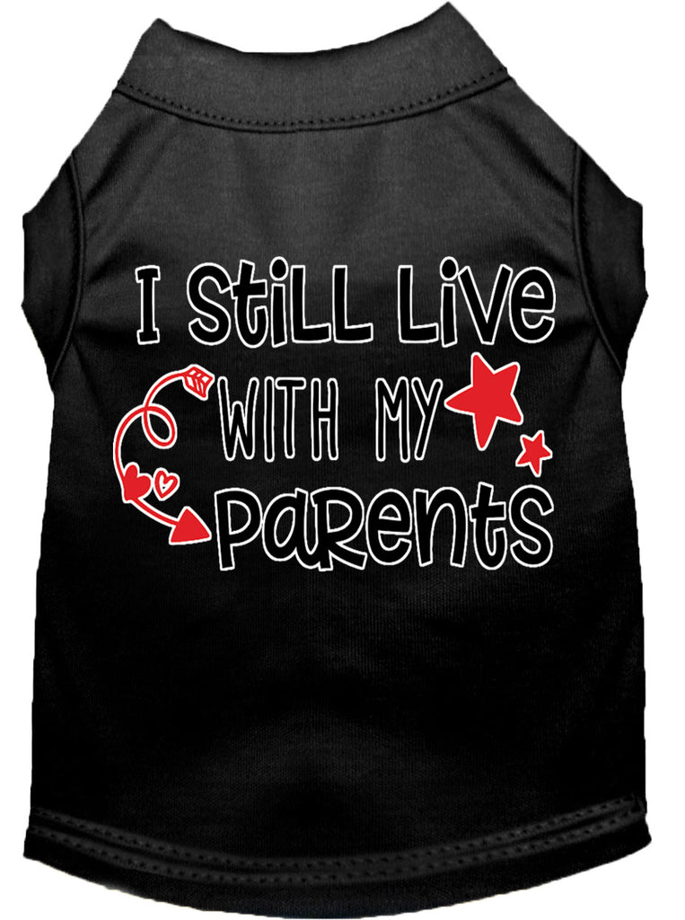 Still Live With My Parents Screen Print Dog Shirt Black Lg