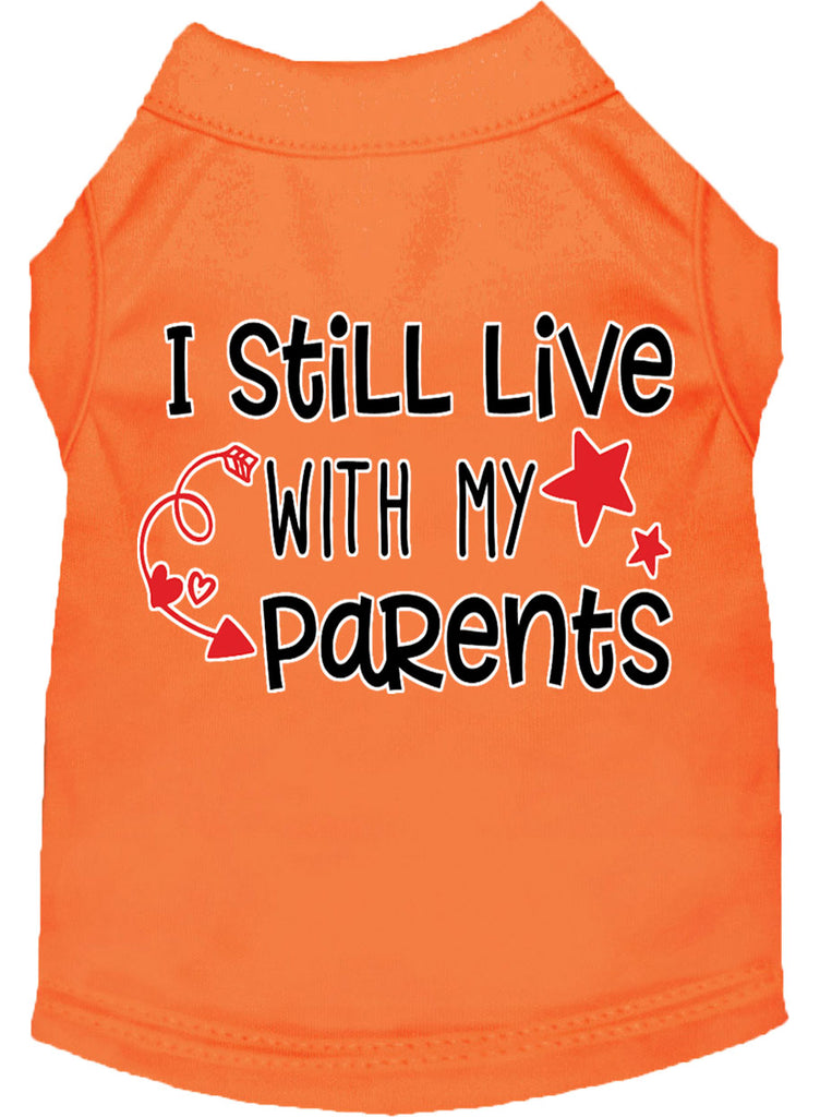 Still Live With My Parents Screen Print Dog Shirt Orange Lg