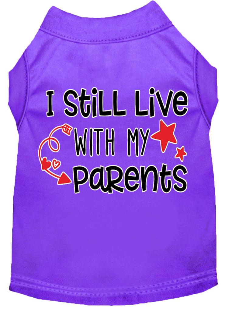 Still Live With My Parents Screen Print Dog Shirt Purple Xxl