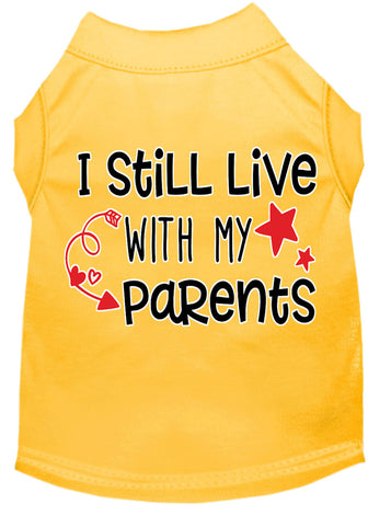 Still Live With My Parents Screen Print Dog Shirt Yellow Lg