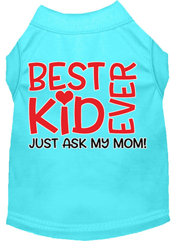 Ask My Parents Screen Print Dog Shirt Aqua Med