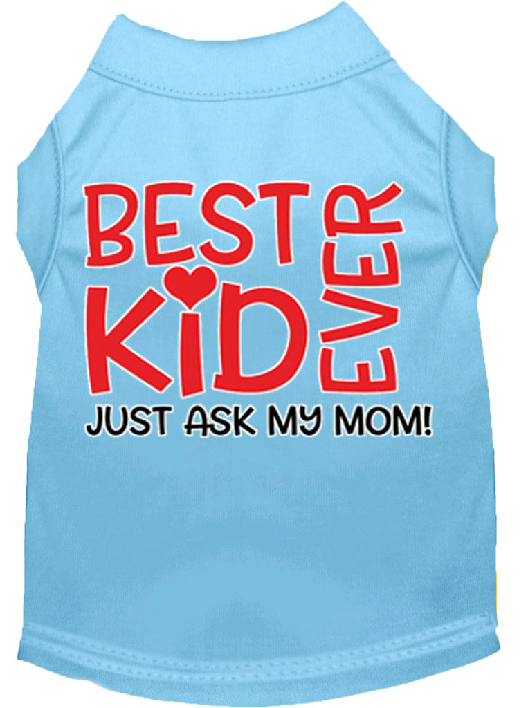 Ask My Parents Screen Print Dog Shirt Baby Blue Med