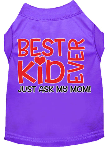 Ask My Parents Screen Print Dog Shirt Purple Xl