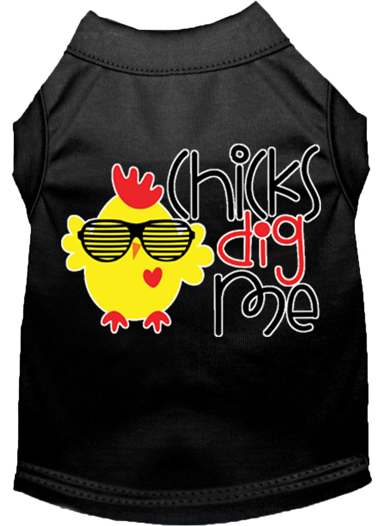 Chicks Dig Me Screen Print Dog Shirt Black Lg