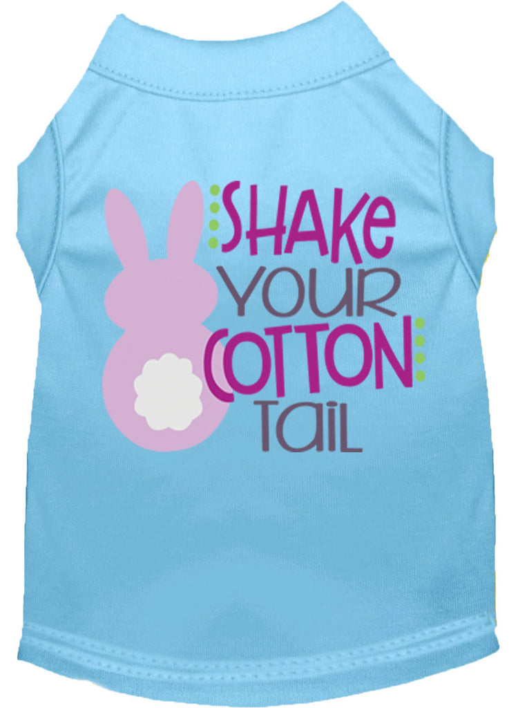 Shake Your Cotton Tail Screen Print Dog Shirt Baby Blue Lg