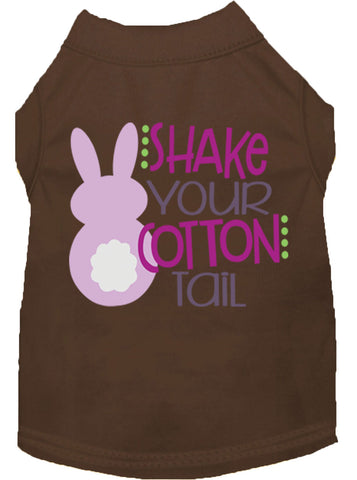 Shake Your Cotton Tail Screen Print Dog Shirt Brown Med