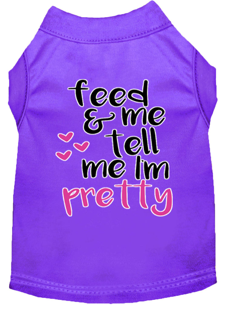 Tell Me I'm Pretty Screen Print Dog Shirt Purple Sm