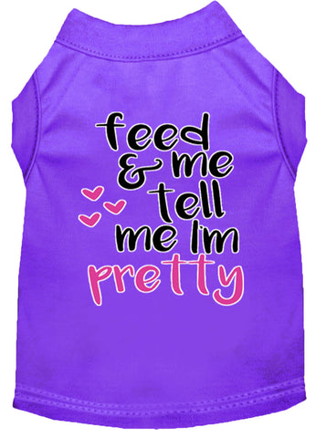 Tell Me I'm Pretty Screen Print Dog Shirt Purple Sm