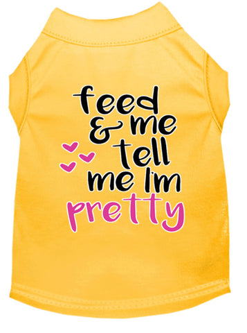 Tell Me I'm Pretty Screen Print Dog Shirt Yellow Lg