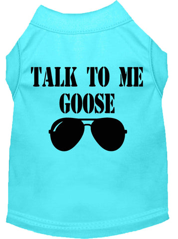 Talk To Me Goose Screen Print Dog Shirt Aqua Lg