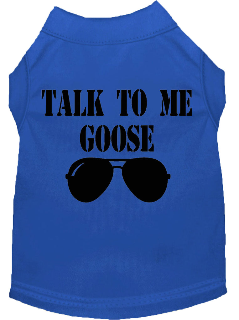 Talk To Me Goose Screen Print Dog Shirt Blue Lg