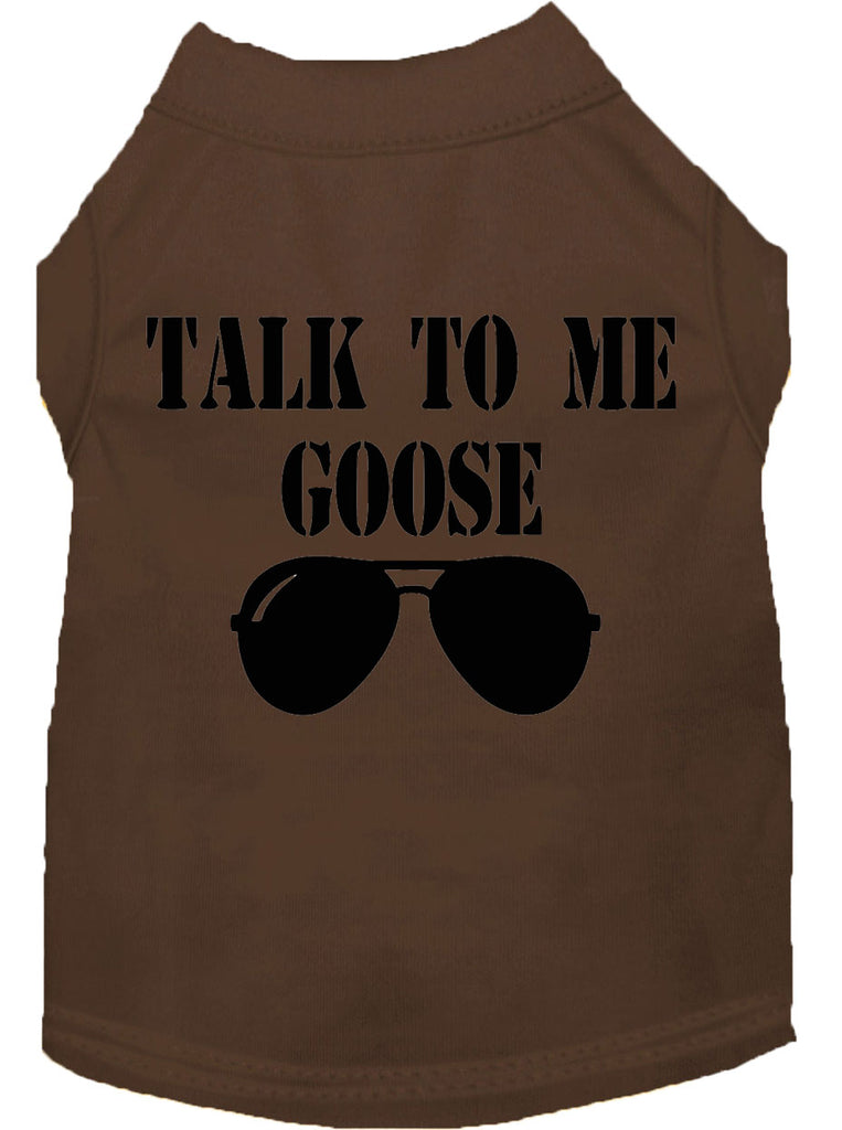 Talk To Me Goose Screen Print Dog Shirt Brown Lg