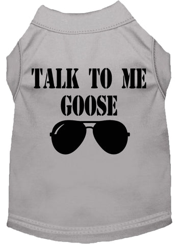 Talk To Me Goose Screen Print Dog Shirt Grey Lg