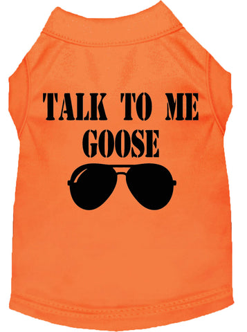 Talk To Me Goose Screen Print Dog Shirt Orange Lg